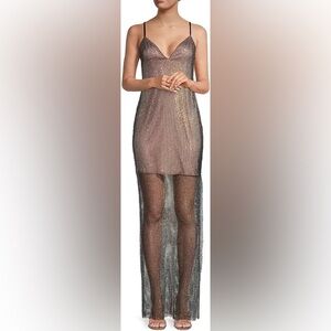 NWT $495 LIV FOSTER RHINESTONE MESH NET GOWN IN BLACK MULTI - revolve - medium